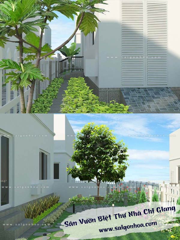 Sân vườn biệt thự nhà Chị Giang