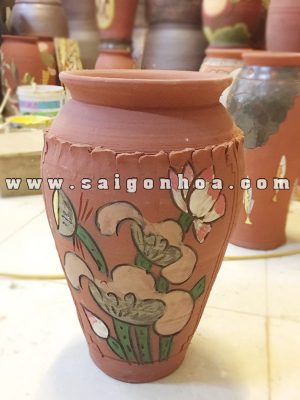 Bình Cắm Hoa Đất Nung Gốm Sứ Bát Tràng