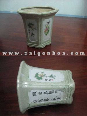 Chậu Lục Giác Men Ngọc Mỹ Nghệ