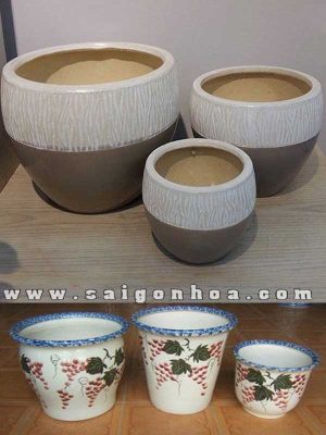 Chậu Gốm Sứ Tròn Mỹ Nghệ