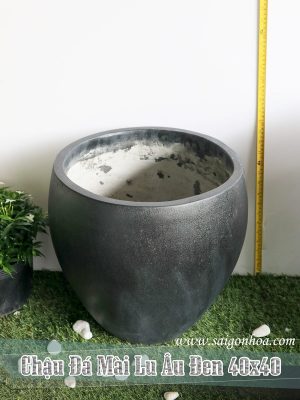 Chậu Đá Mài Lu Âu Đen 40x40