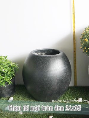 Chậu Đá Mài Tròn Đen 24x35