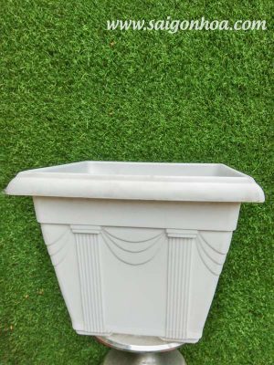 Chậu Nhựa Vuông Trắng 36