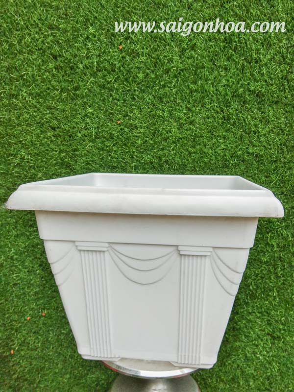 Chậu Nhựa Vuông Trắng 36