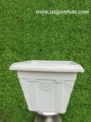 Chậu Nhựa Vuông Trắng 30