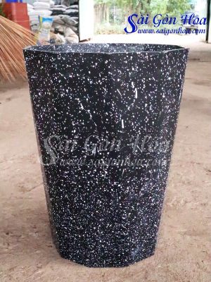 Chậu Nhựa Ống Bát Giác Vân Đá Đen