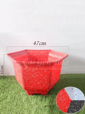 Chậu Nhựa Lục Giác Vân Đá