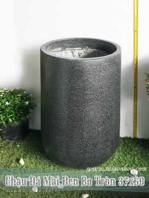 Chậu Đá Mài Đen Bo Tròn 37x60