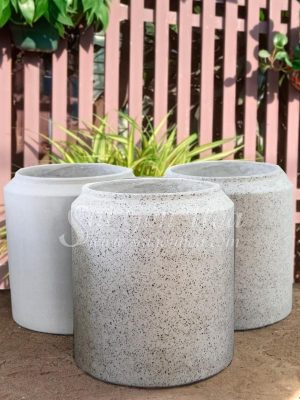 Chậu Đá Mài Gờ Miệng Cao Xám