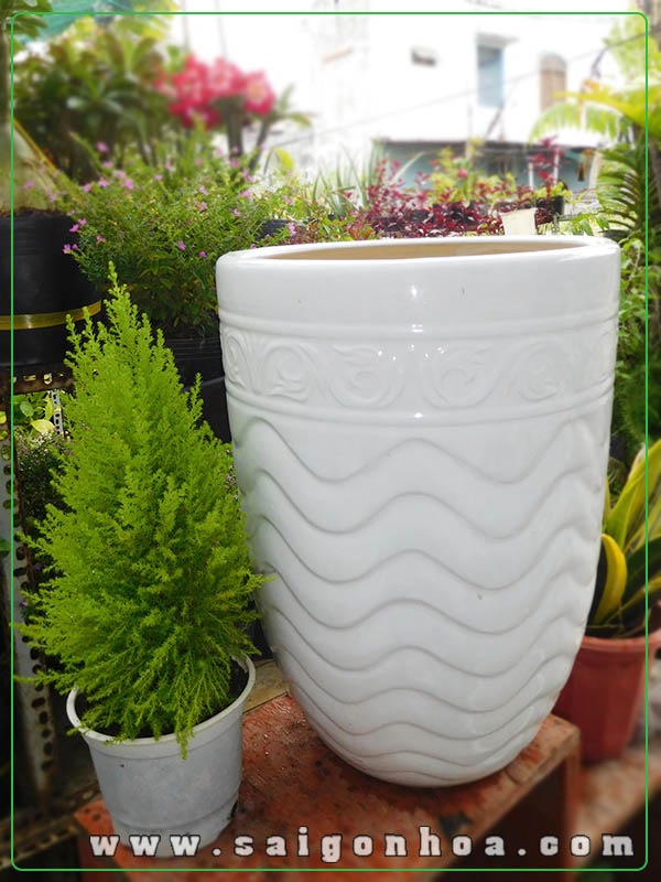 Chậu Sứ Vân Gợn Sóng Gốm Bát Tràng