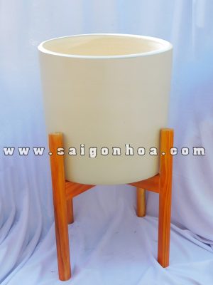 Set Chậu Trồng Cây Và Chân Đế Bằng Gỗ