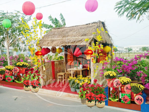 Ý tưởng sân vườn đón tết phong cách đồng quê • Sài Gòn Hoa 2024