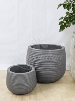 Bộ Chậu Đá Mài Tròn Sọc Ngang