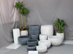 Chậu Đá Mài Sọc Bo Chân Trắng 28