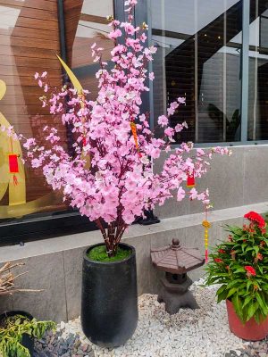 Chậu Hoa Đào Giả Trang Trí Tết