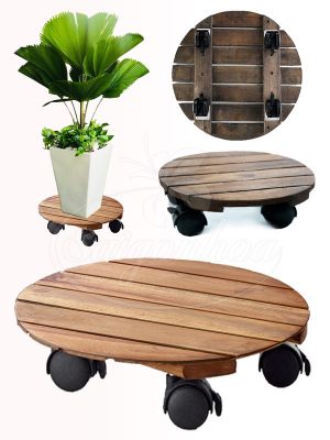 Chân Đế Gỗ Tròn Có Bánh Xe 30cm