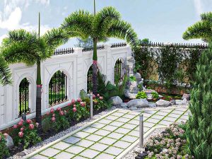 thiết kế sân vườn Tân cổ điển