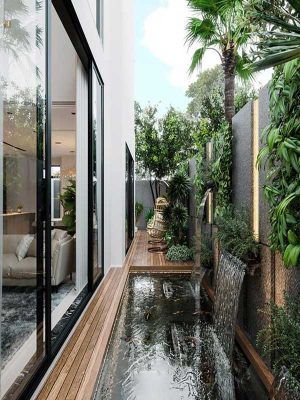 thiết kế sân vườn bên hông nhà