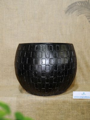 Chậu Đá Mài Lu Kẻ Ô Đen 28