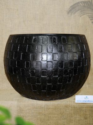 Chậu Đá Mài Lu Kẻ Ô Đen 45