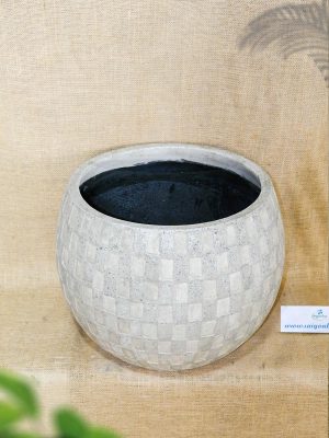 Chậu Đá Mài Lu Kẻ Ô Xám 28
