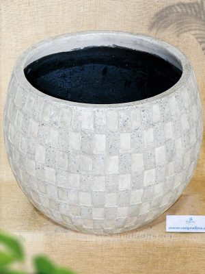 Chậu Đá Mài Lu Kẻ Ô Xám 60