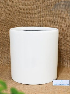 Chậu Composite Trụ Tròn Trắng 30